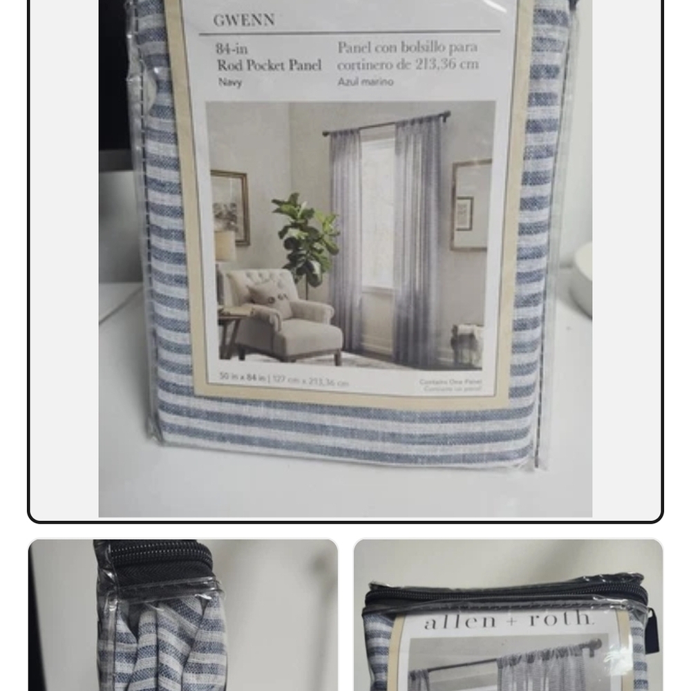 Allen + Roth Navy and White Striped Curtain Panel